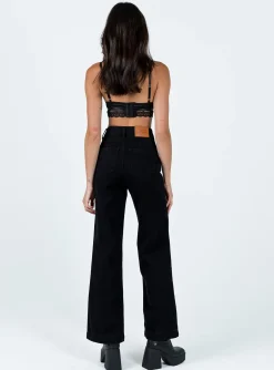 Princess Polly Tari Wide Leg Jeans Black Denim Sale