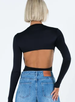 Princess Polly Tarrick High Neck Bodysuit  Black Hot