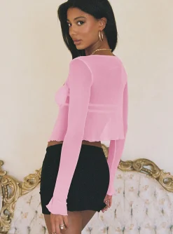 Princess Polly Tasia Long Sleeve Top Pink Flash Sale