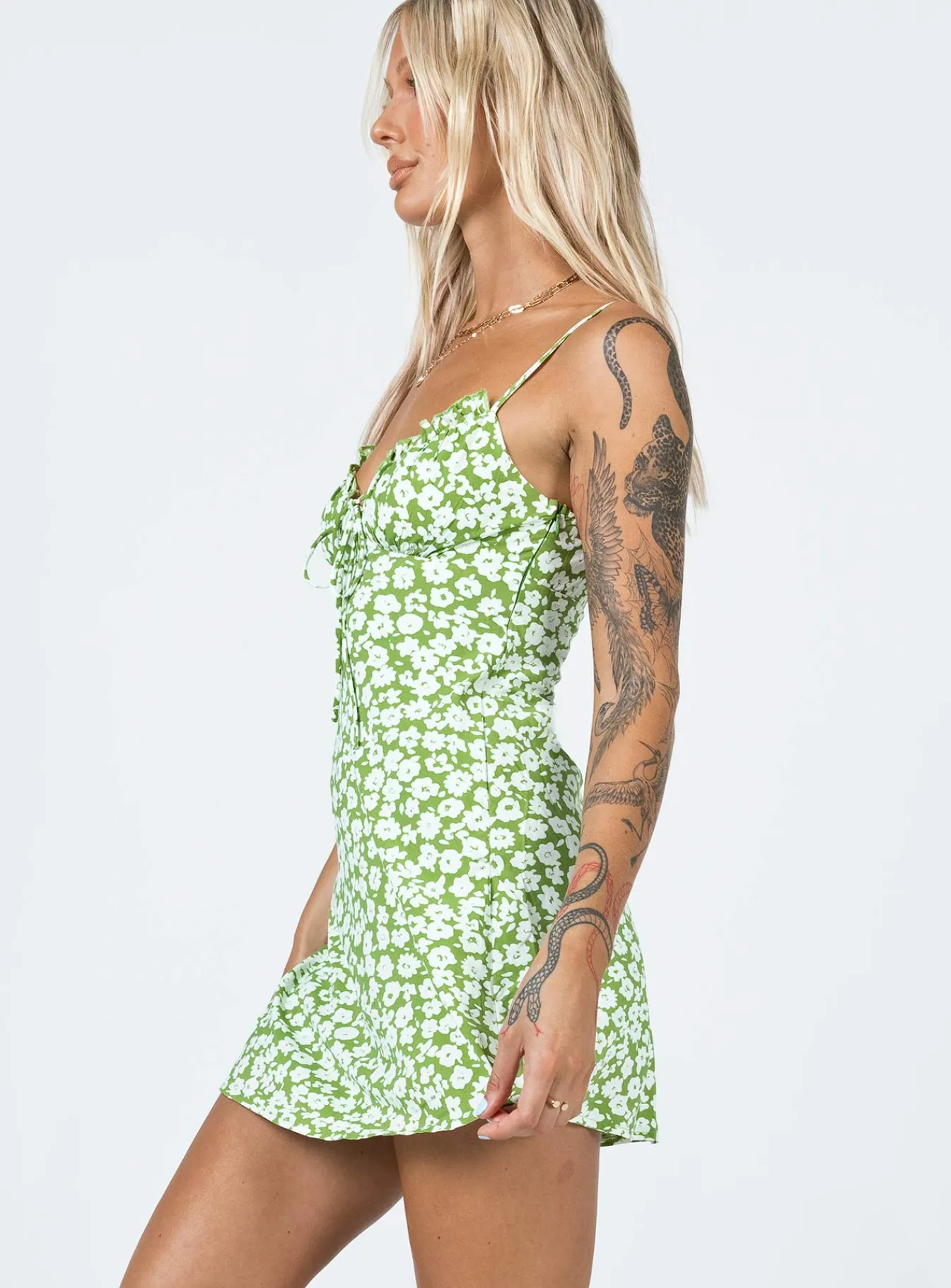 Princess Polly Tasmin Mini Dress Green Floral Online