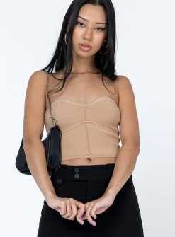 Princess Polly Tatum Strapless Top  Beige Cheap