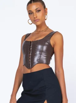 Princess Polly Tatum Top  Brown Cheap