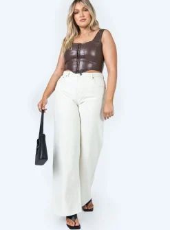 Princess Polly Tatum Top  Brown Cheap