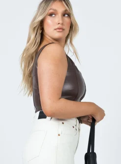 Princess Polly Tatum Top  Brown Cheap