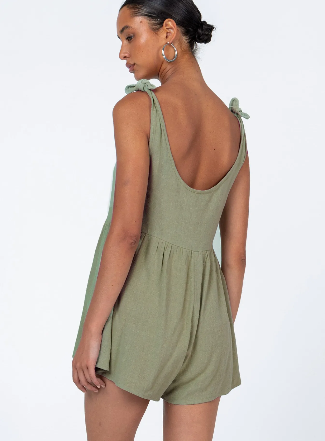 Princess Polly Tay Romper Sage Green Cheap