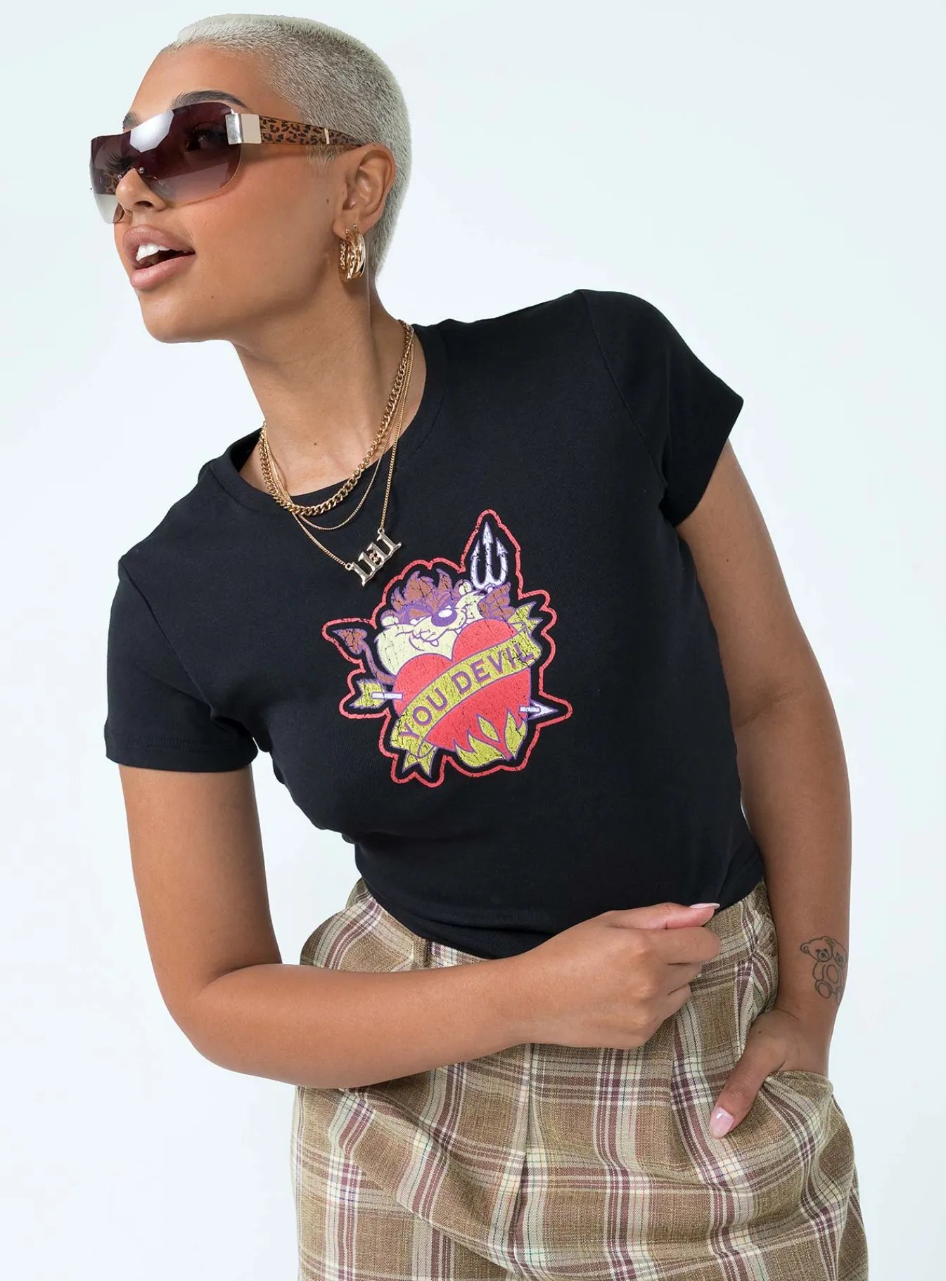 Princess Polly Taz You Devel Longline Baby Tee Black Sale