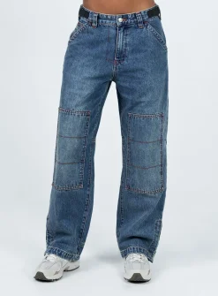 Princess Polly Tein Low Waist Jeans Dark Denim   Vintage Denim Outlet