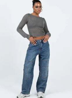 Princess Polly Tein Low Waist Jeans Dark Denim   Vintage Denim Outlet