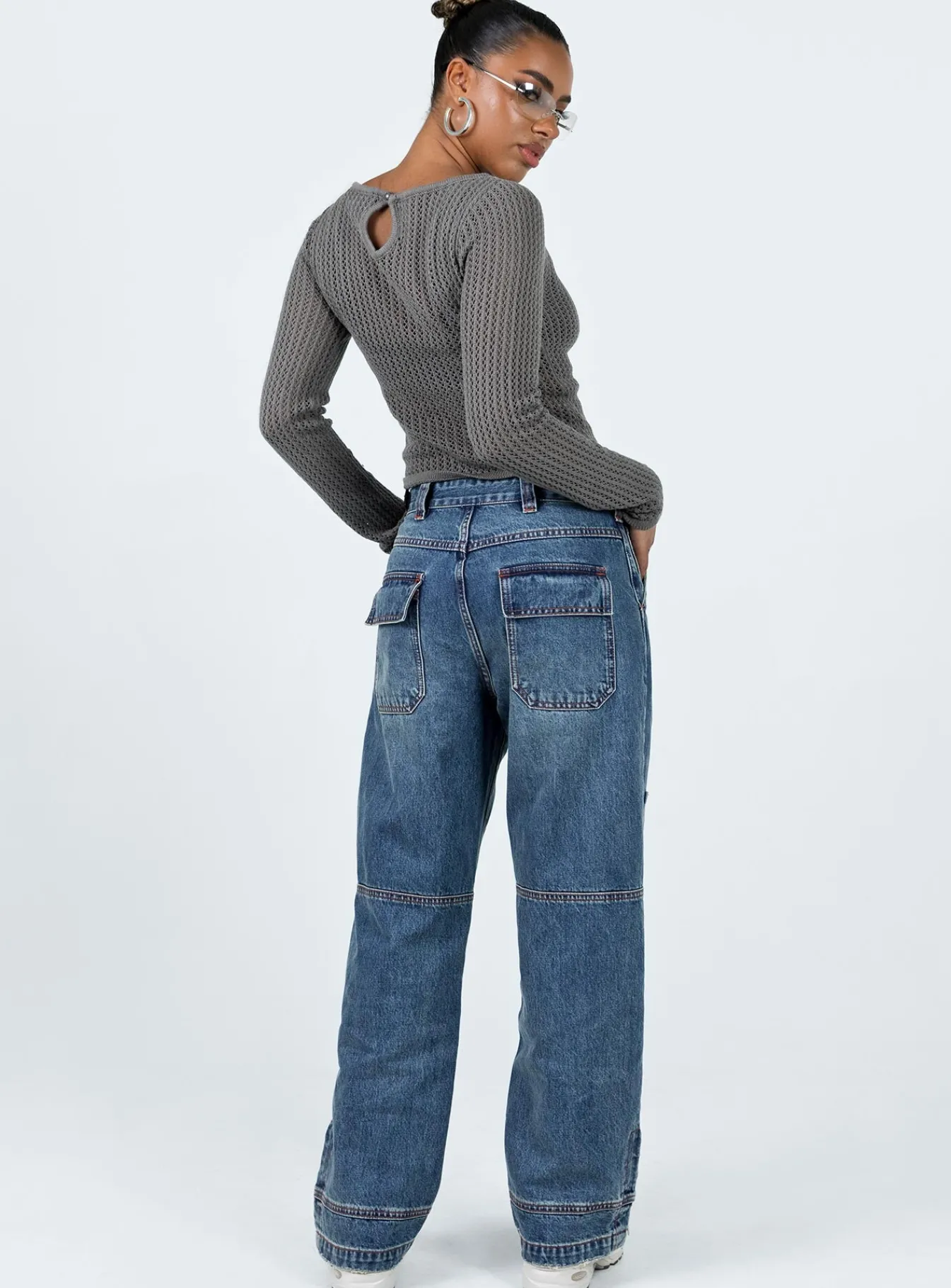 Princess Polly Tein Low Waist Jeans Dark Denim Vintage Denim Outlet