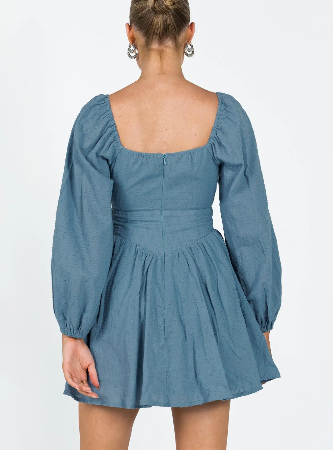Princess Polly Tennyson Long Sleeve Mini Dress Blue Discount