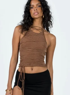 Princess Polly Terah Top  Brown Cheap