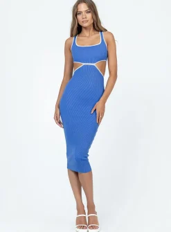 Princess Polly Tessar Midi Dress  Blue Sale