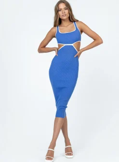 Princess Polly Tessar Midi Dress Blue Sale
