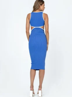 Princess Polly Tessar Midi Dress Blue Sale