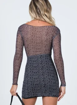 Princess Polly Text Me Mini Dress Black Fashion