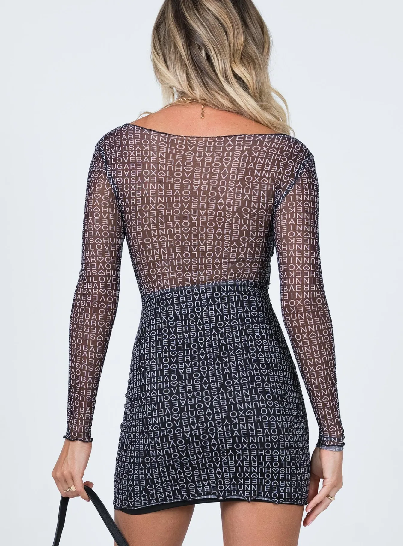Princess Polly Text Me Mini Dress Black Fashion
