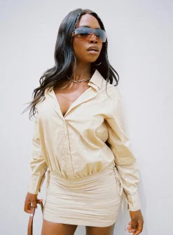 Princess Polly The Cult Mini Dress Camel   Beige Fashion
