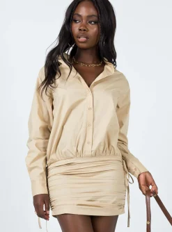 Princess Polly The Cult Mini Dress Camel   Beige Fashion