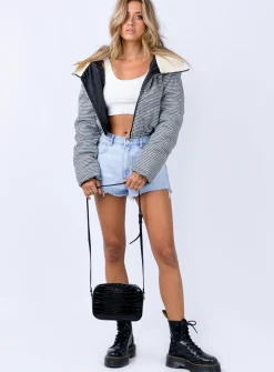 Princess Polly The Keir Puffer Jacket Black/White New