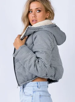 Princess Polly The Keir Puffer Jacket Black/White New