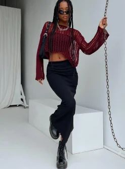 Princess Polly The Kennedy Sweater  Burgundy Shop