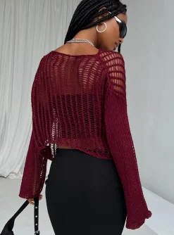 Princess Polly The Kennedy Sweater  Burgundy Shop