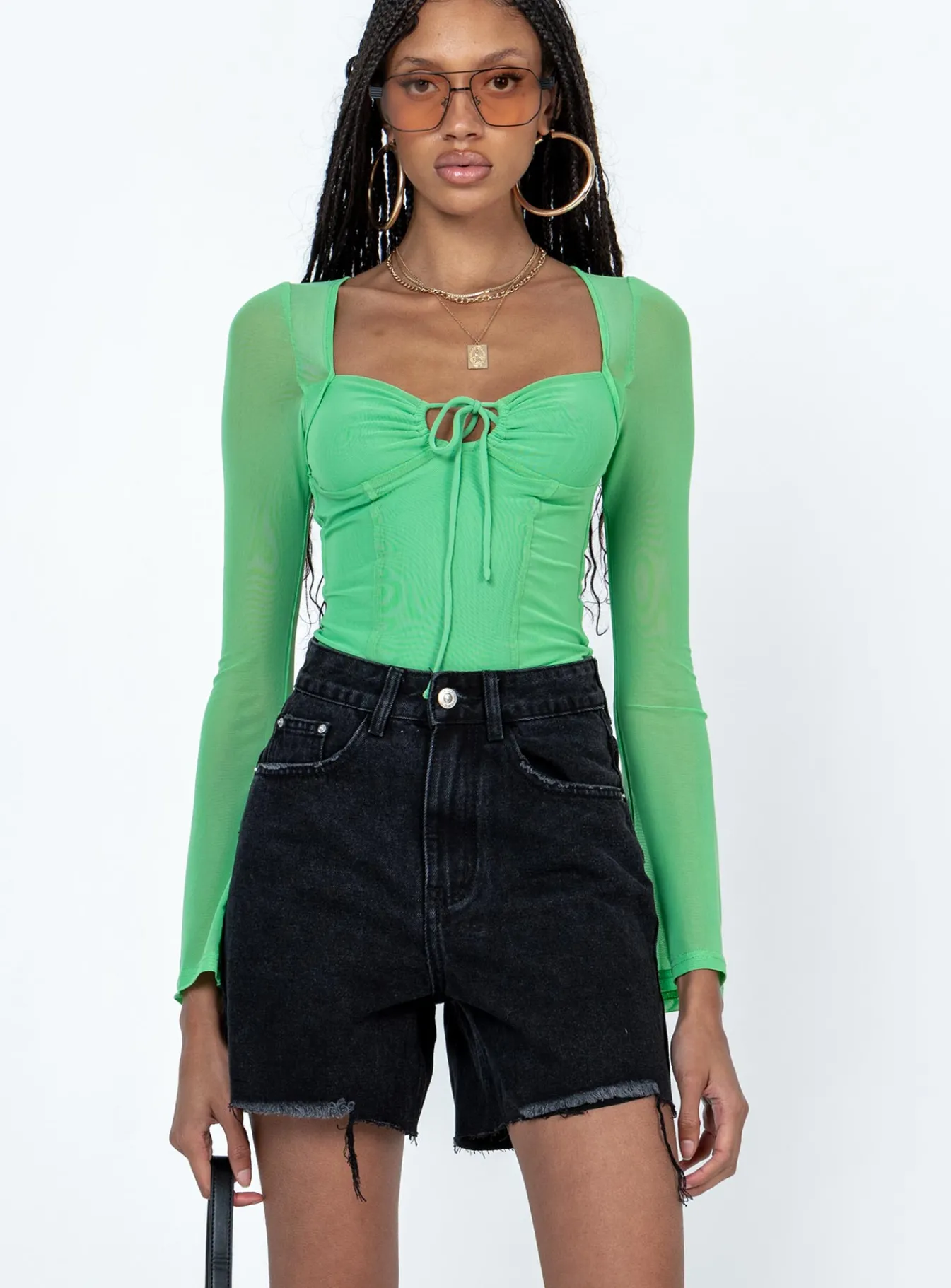 Princess Polly The Lara Denim Shorts Black Cheap