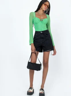 Princess Polly The Lara Denim Shorts  Black Cheap