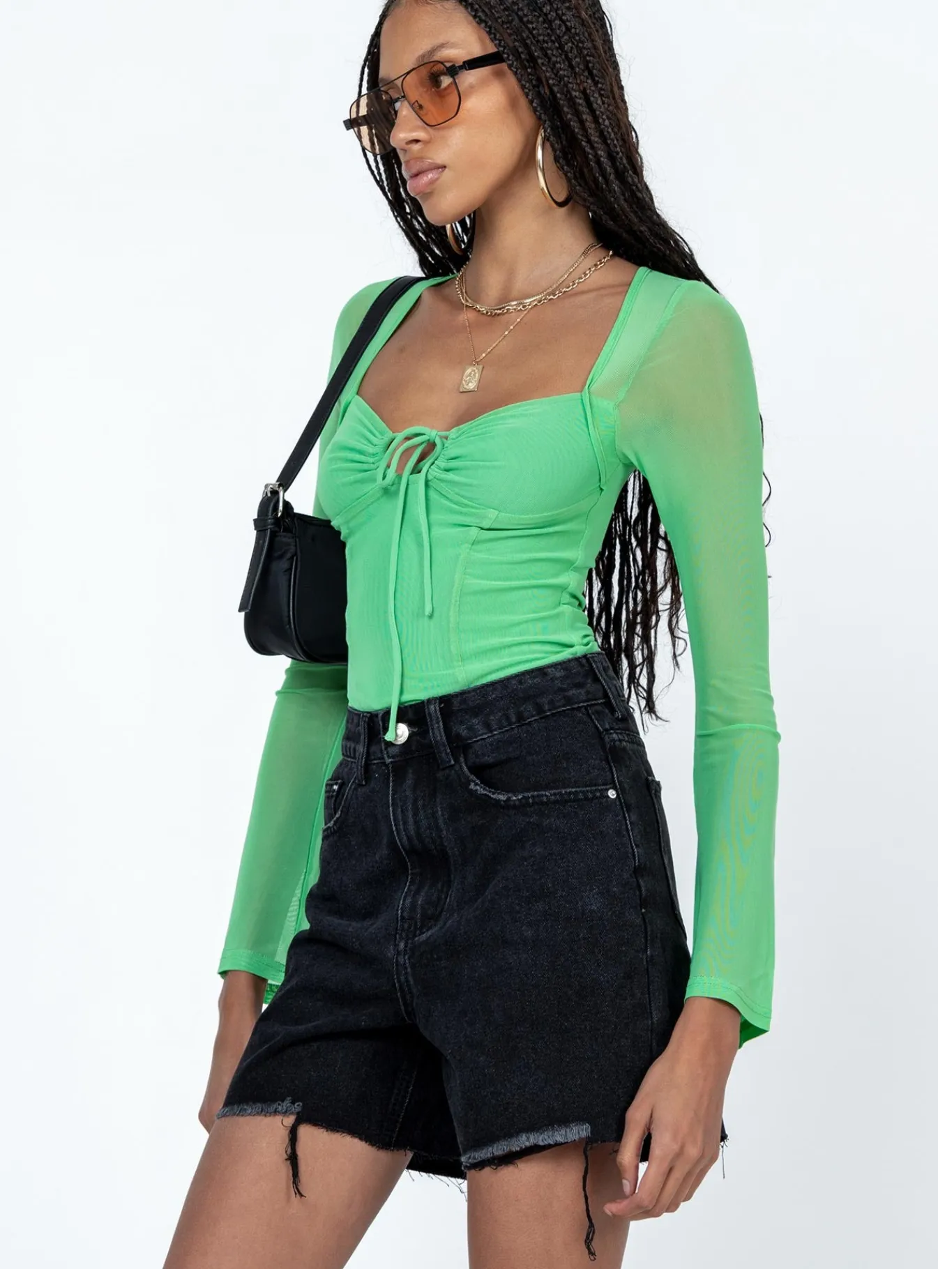 Princess Polly The Lara Denim Shorts Black Cheap
