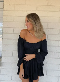 Princess Polly The Love Galore Long Sleeve Romper Black Shop