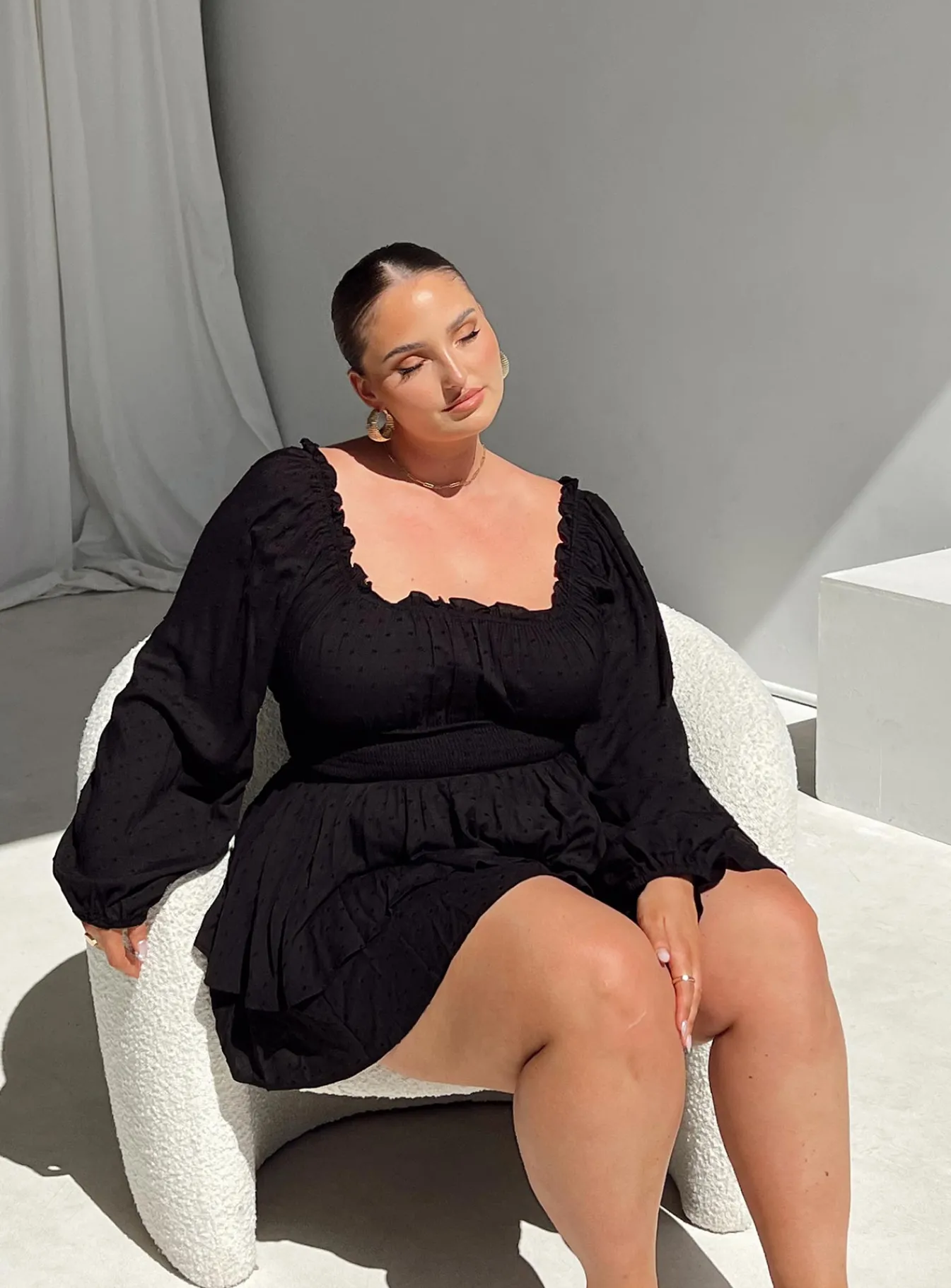 Princess Polly The Love Galore Long Sleeve Rompercurve Black Fashion