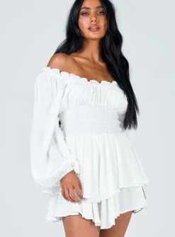 Princess Polly The Love Galore Long Sleeve Romper White Best Sale