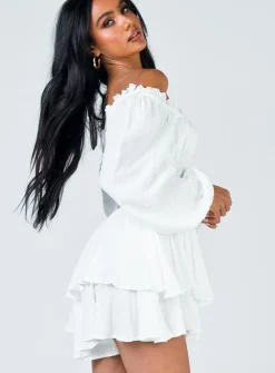 Princess Polly The Love Galore Long Sleeve Romper White Best Sale