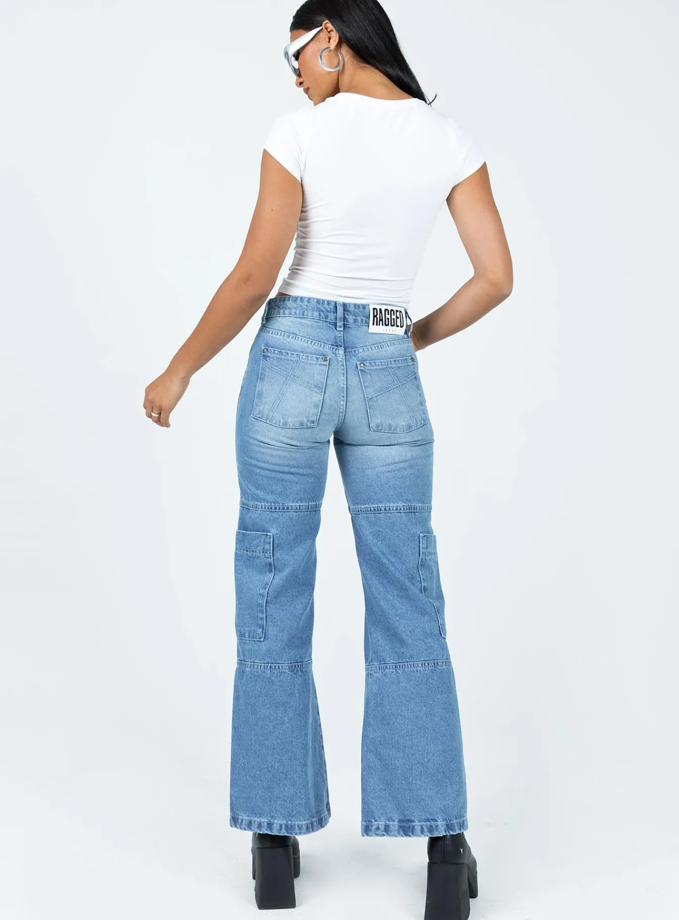 Princess Polly The Ragged Priest Low Rise Dad Jean Light Blue Cheap
