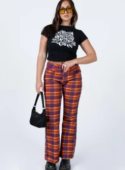 Princess Polly The Ragged Priest Register Pant Denim Multi   Red Best Sale