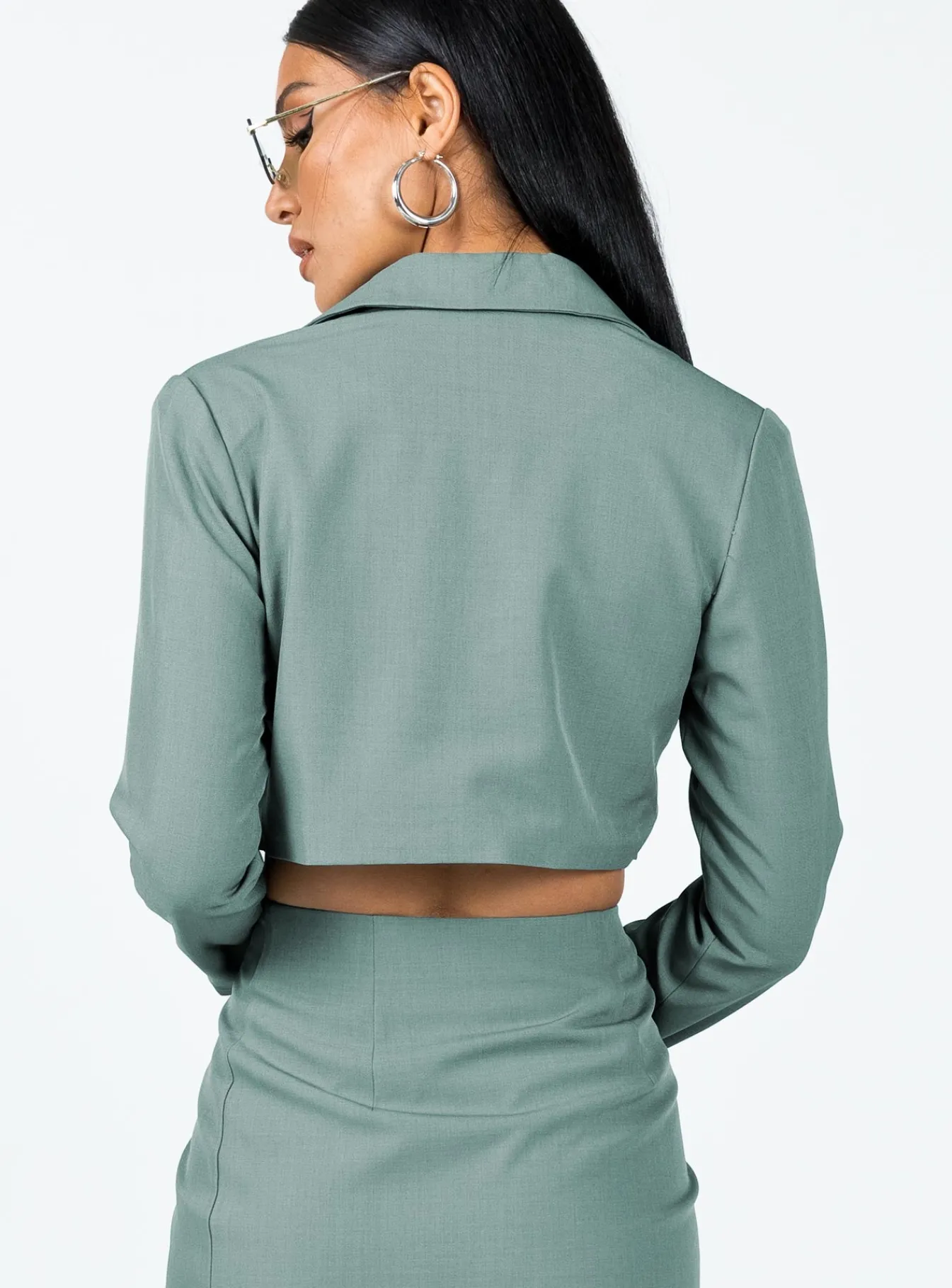 Princess Polly The Reggie Cropped Blazer Slate Grey Fashion