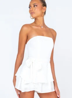 Princess Polly The Rolla Romper  White Cheap