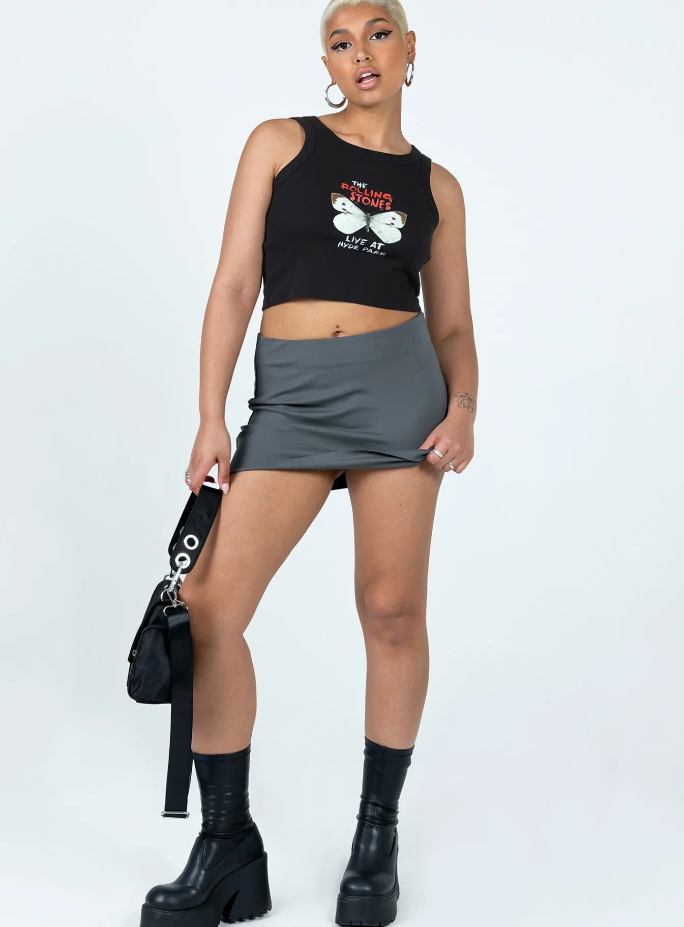 Princess Polly The Rolling Stones Butterly Cropped Tank Black Flash Sale