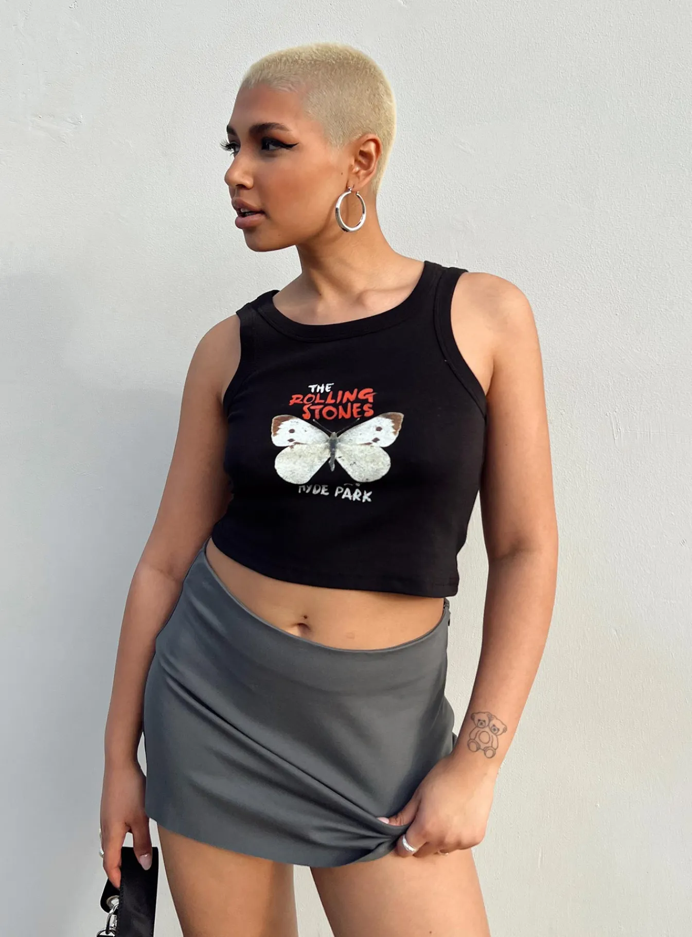 Princess Polly The Rolling Stones Butterly Cropped Tank Black Flash Sale