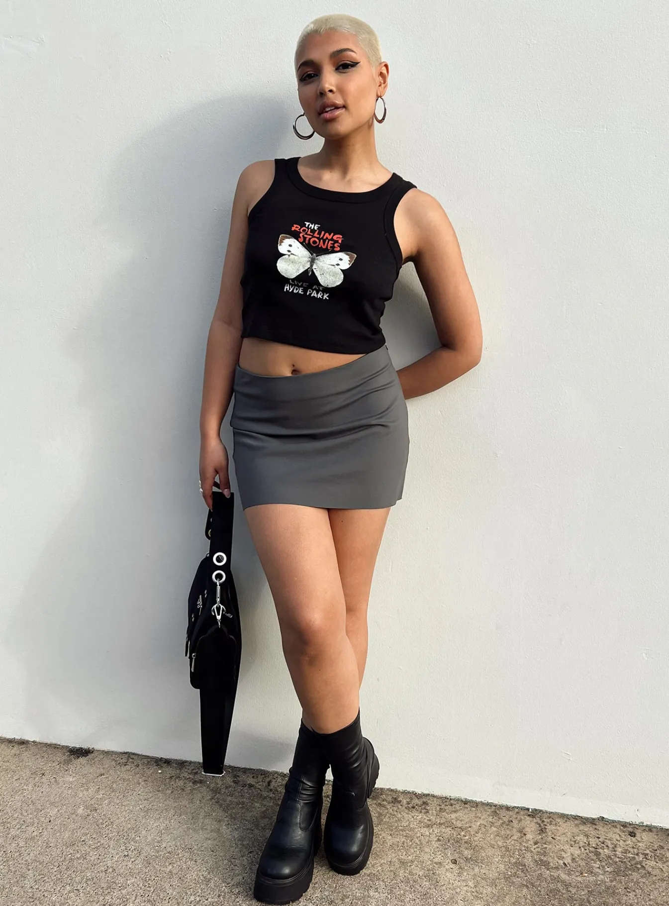 Princess Polly The Rolling Stones Butterly Cropped Tank Black Flash Sale