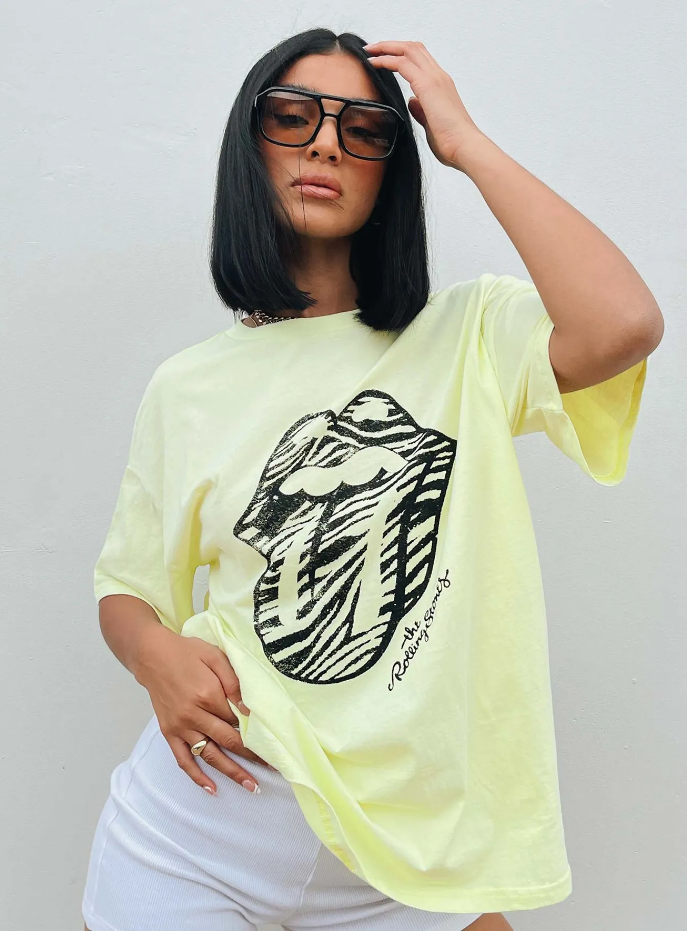 Princess Polly The Rolling Stones Start Me Up Oversized Tee Green Cheap