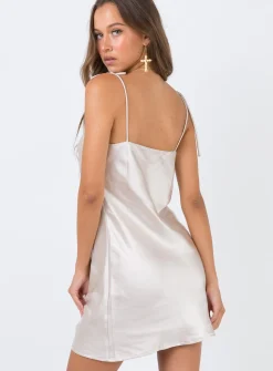 Princess Polly The Silky Slip Mini Dress Champagne Shop