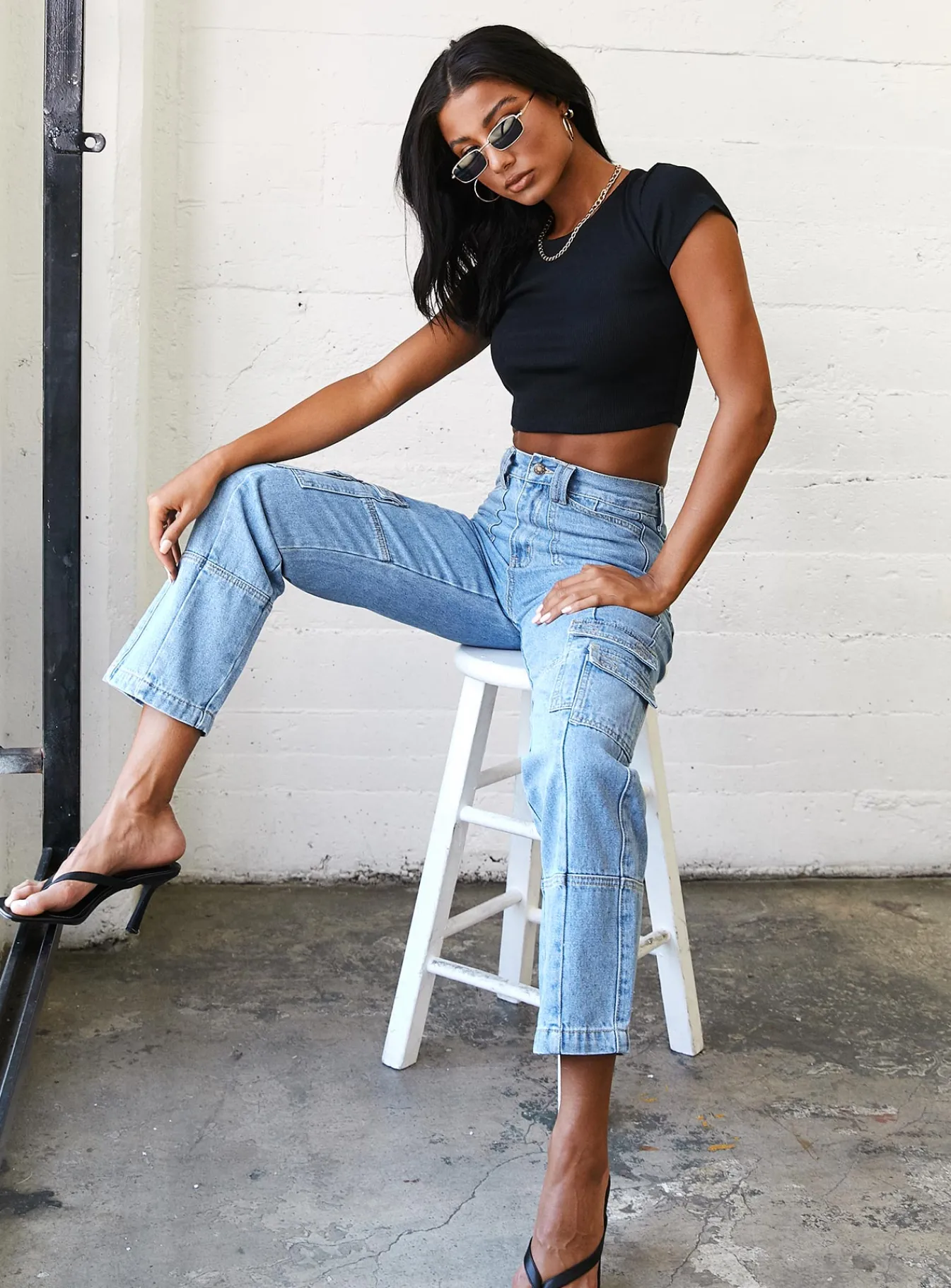 Princess Polly The Stacey Jeansblue Denim Hot