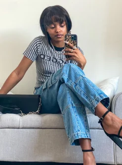 Princess Polly The Stacey Jeansblue Denim Hot