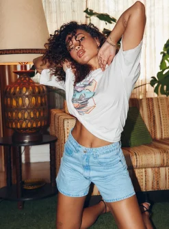 Princess Polly The Swalla Shorts Light Blue   Light Blue Denim Cheap