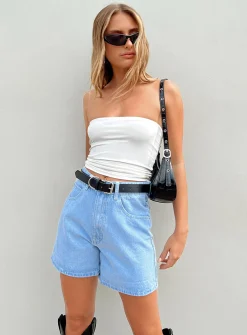 Princess Polly The Swalla Shorts Light Blue   Light Blue Denim Cheap