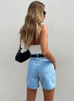 Princess Polly The Swalla Shorts Light Blue   Light Blue Denim Cheap