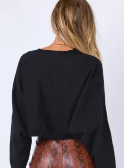 Princess Polly The Thorpe Cropped Sweatshirt  Black Fashion
