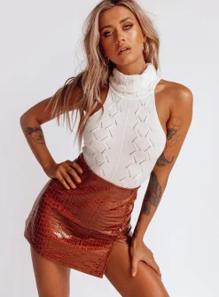 Princess Polly The Wren Mini Skirtcroc   Brown Clearance