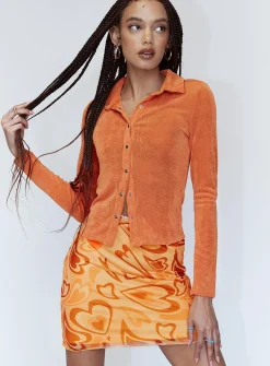Princess Polly Theordore Mini Skirt  Orange New